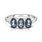 3.0 CTW Genuine Oval Cut Tri-Gemstone Ring in Sterling Silver