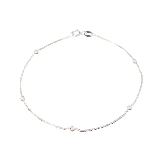 Italian Sterling Silver 9 or 10 Inch Beaded Anklets