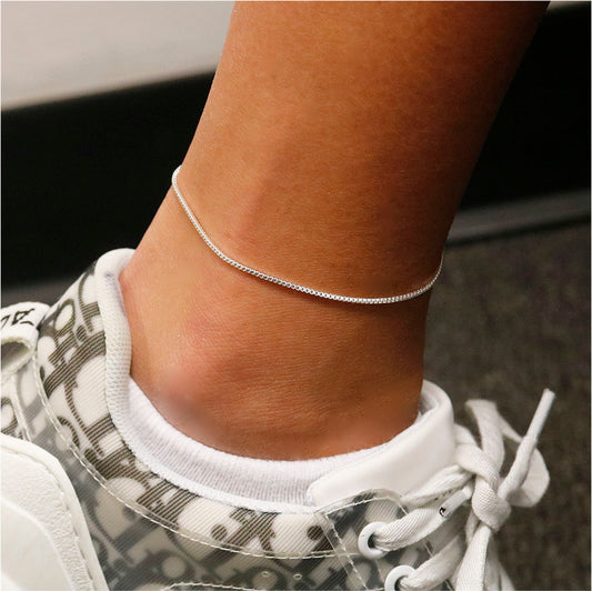 Italian Sterling Silver Box Anklet