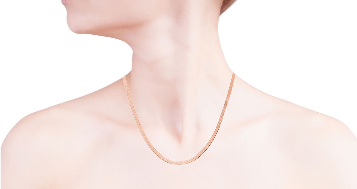 18K Rose Gold Plated Herringbone Chain Necklace