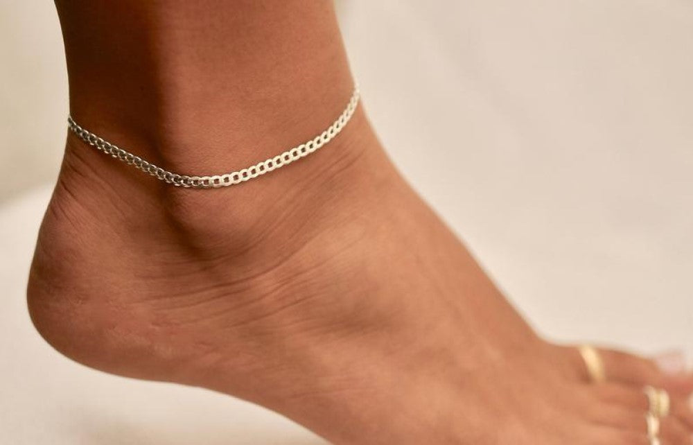 Italian Sterling Silver Cuban Anklet
