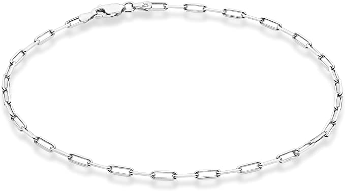 Italian Sterling Silver Paperclip Anklet