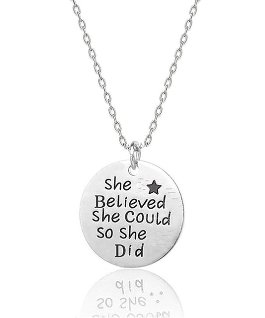 Sterling Silver "She Believed She Could So She Did" Necklace
