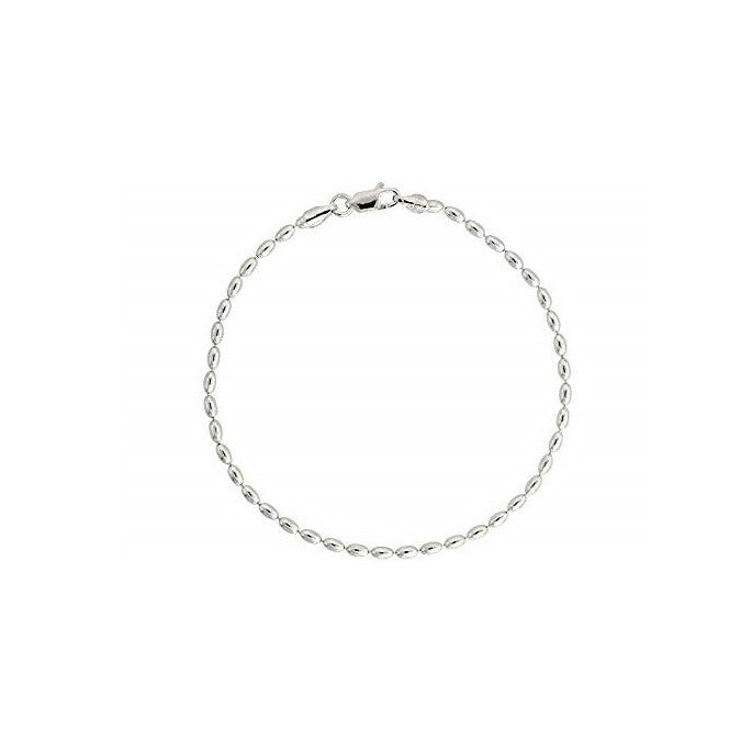 Italian Sterling Silver Oval Bead Anklet