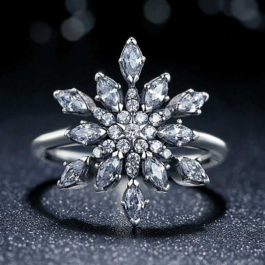 Crystal Snowflake Ring Made With Swarovski Elements