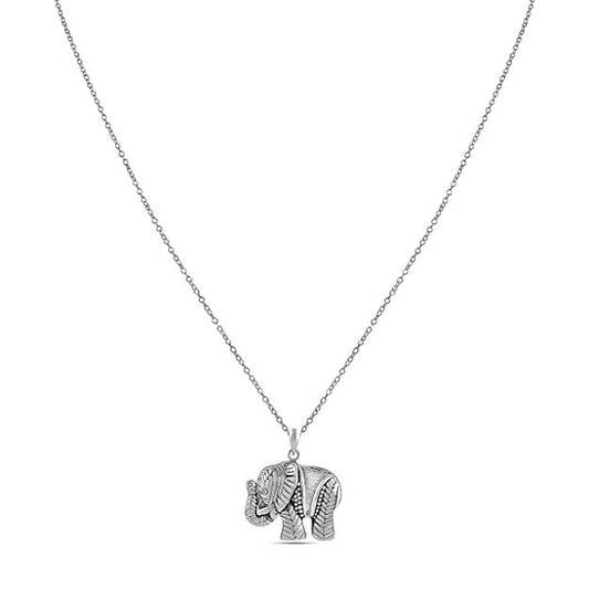 Italian Sterling Silver Artisan Elephant Necklace