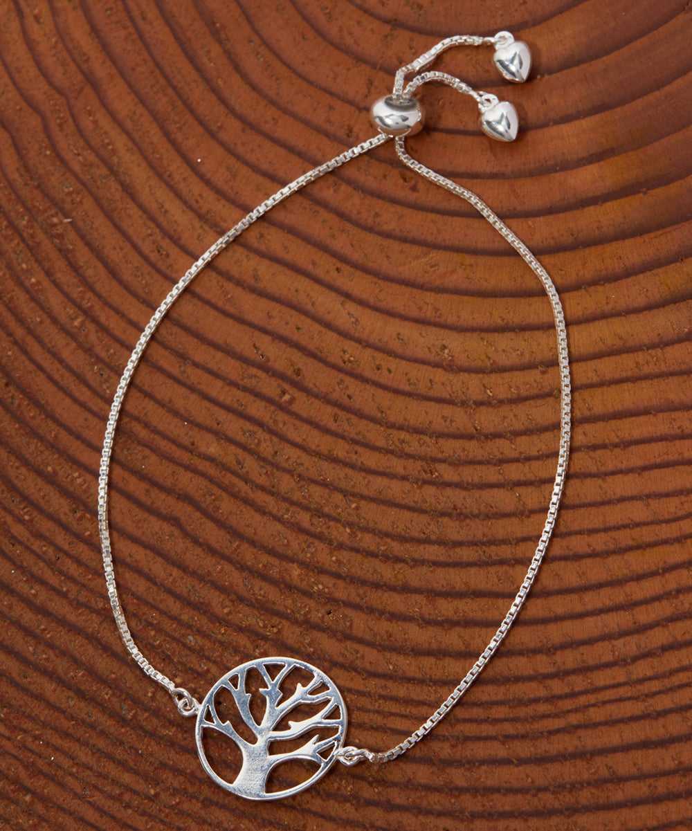 Silver Italian Sterling Silver Tree Of Life Adjustable Bracelet
