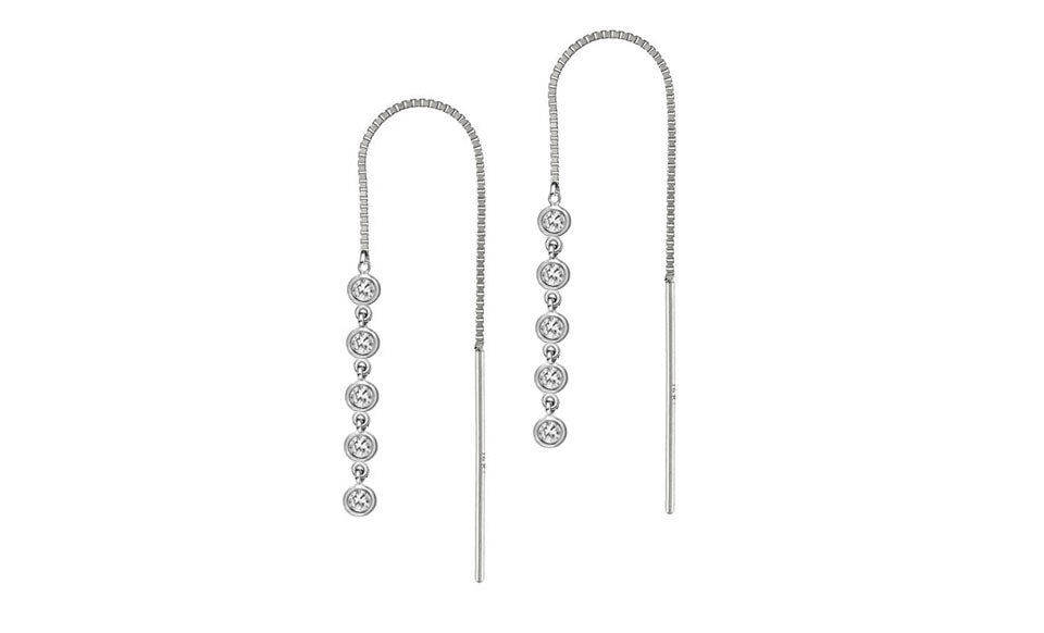 Multi Crystal Threader Drop Earrings Made With Swarovski Elements