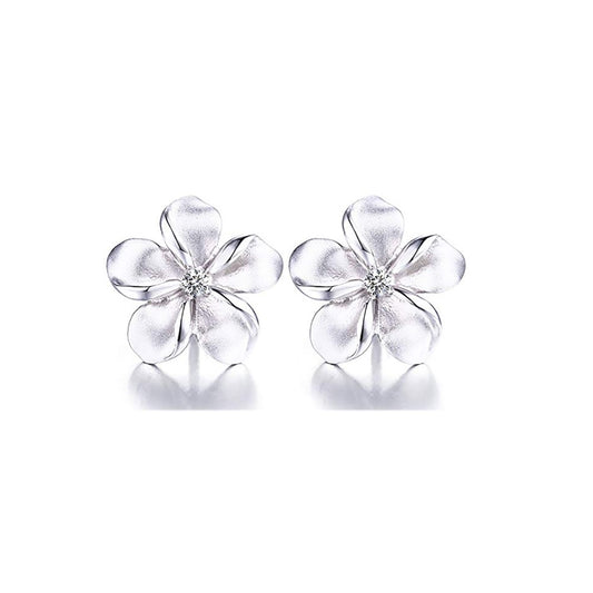 Plumeria Flower Crystal Stud Earrings