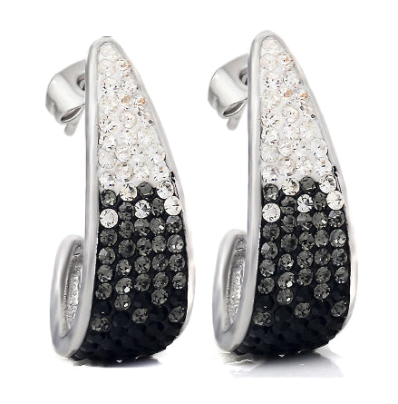 Black And White Crystal Cuff Hoops Made With Swarovski Elements