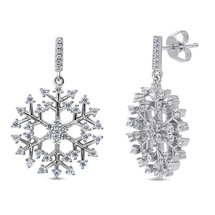 Crystal Snowflake Drop Earrings Made With Swarovski Elements