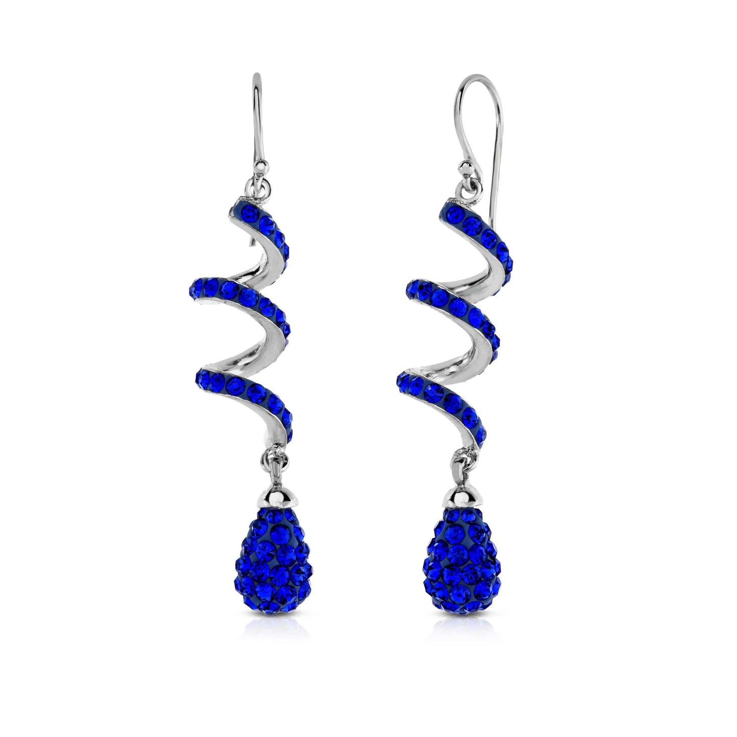 Sapphire Spiral Crystal Drop Earrings