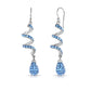 Light Blue Spiral Crystal Drop Earrings