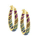 Gold Graduated Multi-color Crystal Hoop Earrings
