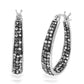 18kt White Gold Plated Graduated Hematite Crystal Hoop Earring