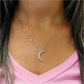 Crystal Crescent Star And Moon Necklace Made With Swarovski Elements On Neck