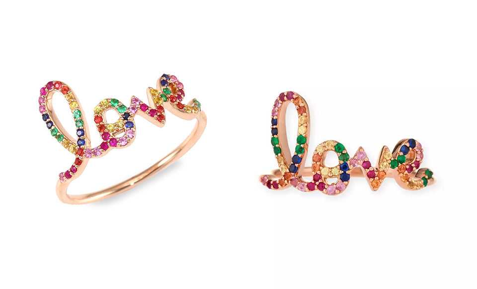 18K Rose Gold Plated Multi Color "Love" Band