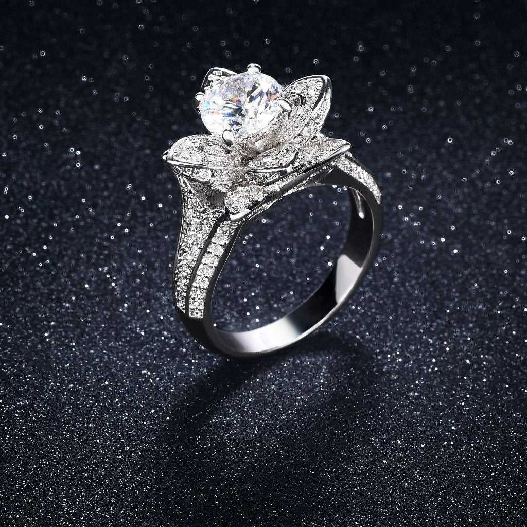 3.50 CTW Pave Flower Halo Ring