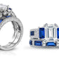 Emerald Cut Sapphire Ring and Band Set