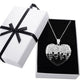 Black And White Sterling Silver Crystal Studded Heart Necklace In Box