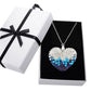 Blue Sterling Silver Crystal Studded Heart Necklace In Box