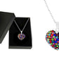 Multi Color Sterling Silver Crystal Studded Heart Necklace In Box