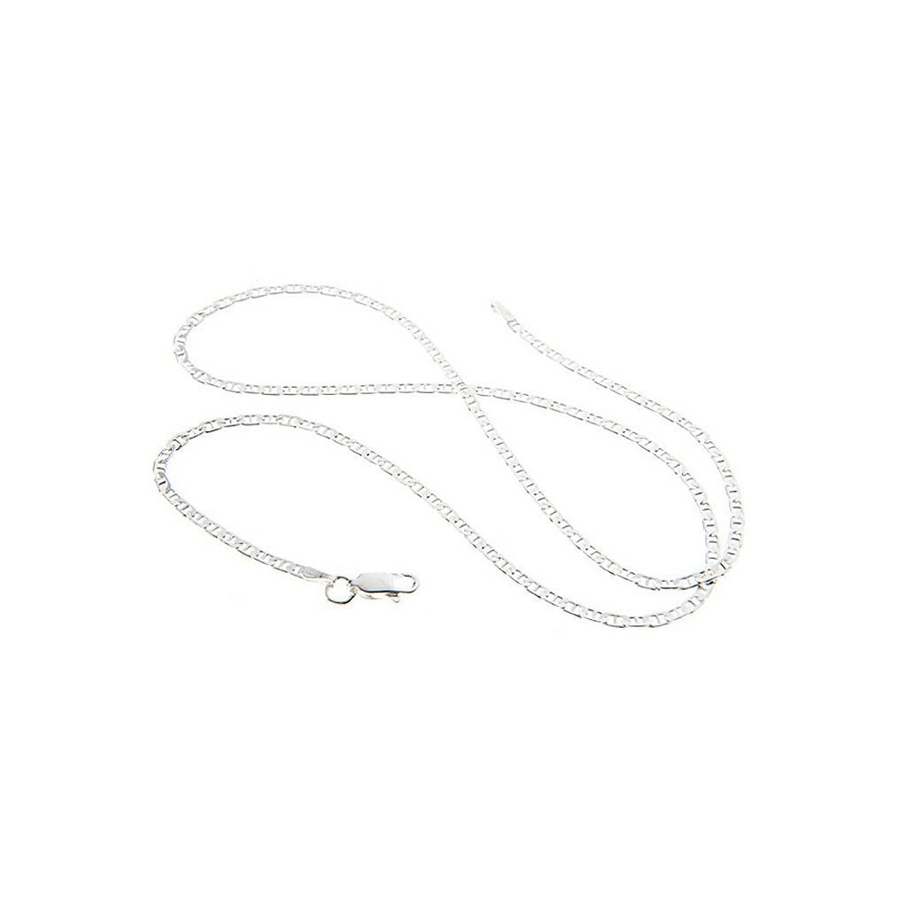 Silver Sterling Silver Flat Marina Chain Necklace