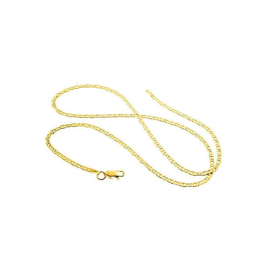 Gold Sterling Silver Flat Marina Chain Necklace
