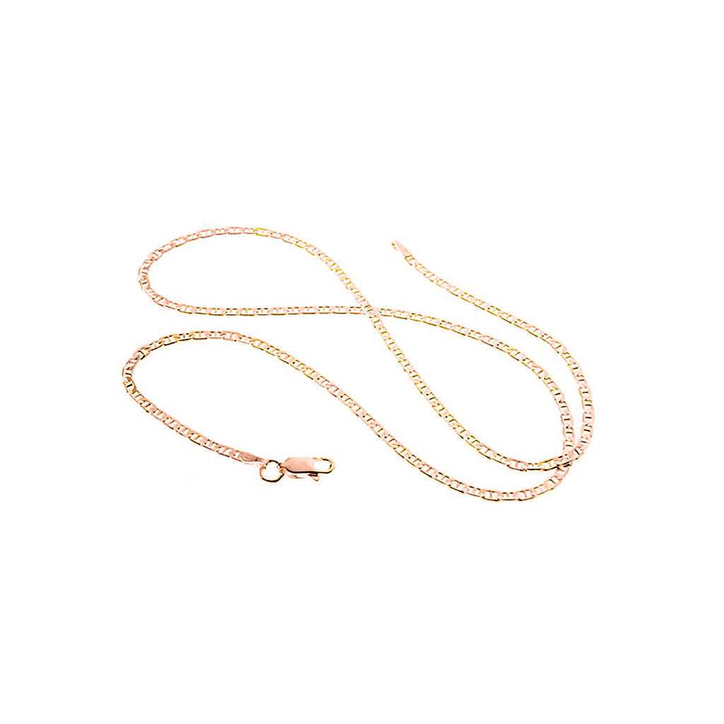 Rose Gold Sterling Silver Flat Marina Chain Necklace