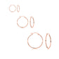 Set of 3 Rose Gold Sterling Silver 15mm, 25mm, and 35mm Classic Hoop Earrings