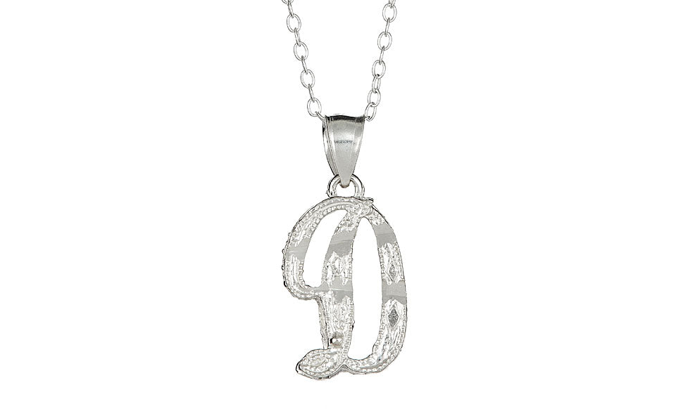 Letter D Sterling Silver Diamond Cut Initial Necklace