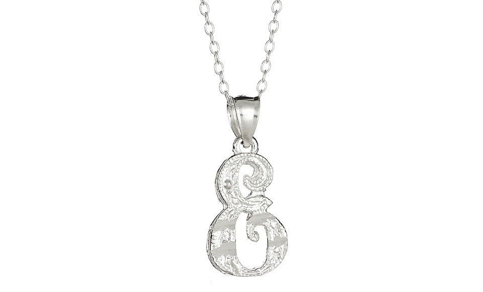 Letter E Sterling Silver Diamond Cut Initial Necklace