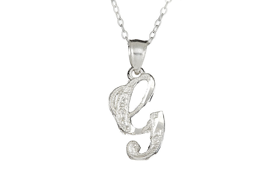 Letter G Sterling Silver Diamond Cut Initial Necklace
