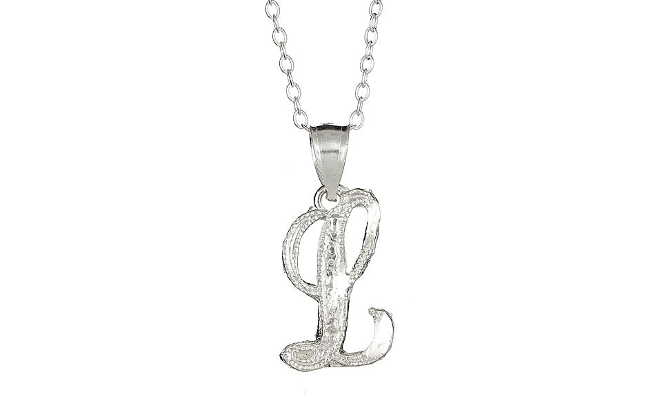 Letter L Sterling Silver Diamond Cut Initial Necklace