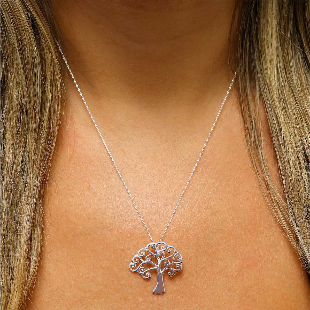 Italian Sterling Silver Tree Of Life Heart Necklace