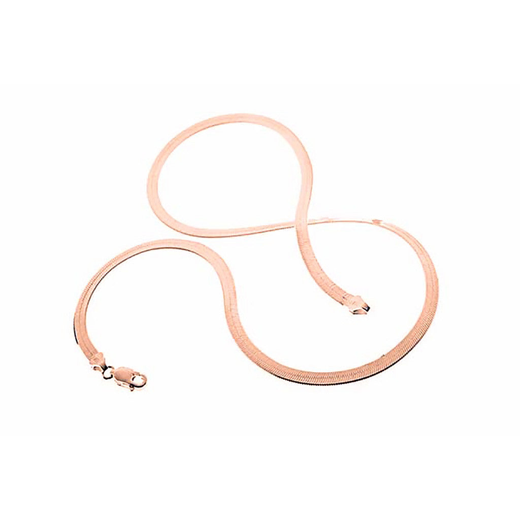 Rose Gold Sterling Silver Herringbone Chain Necklace