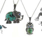 Genuine Turquoise and Marcasite Sterling Silver Animal Necklace