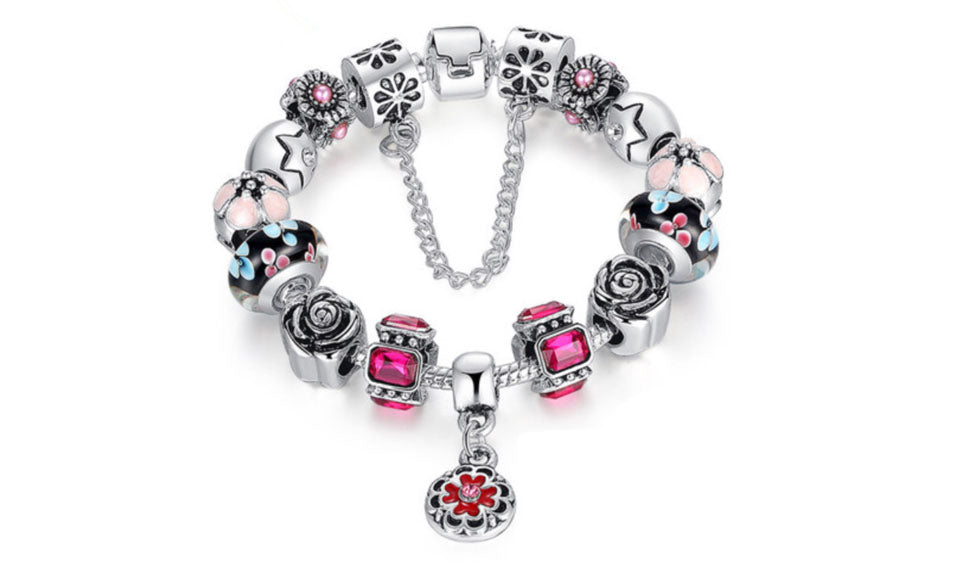 Multi Color Murano Glass/Crystals Genuine Murano And Crystal Charm Bracelets