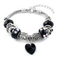 Black Crystal Heart Charm Bracelet
