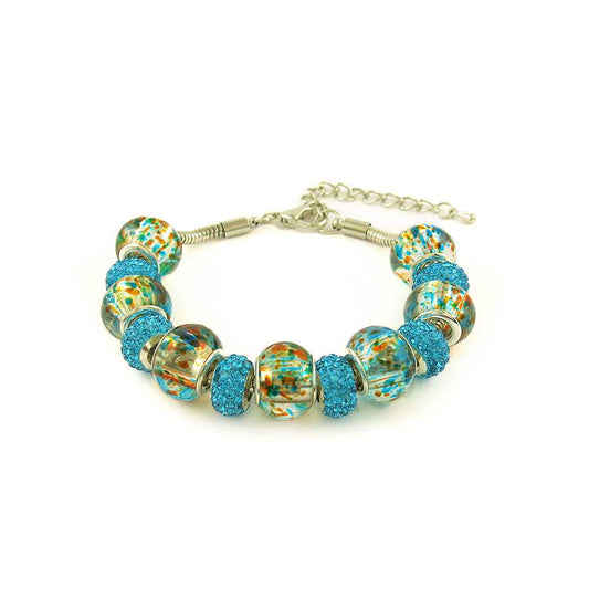 Blue Murano Bead Bracelet With Austrian Crystals