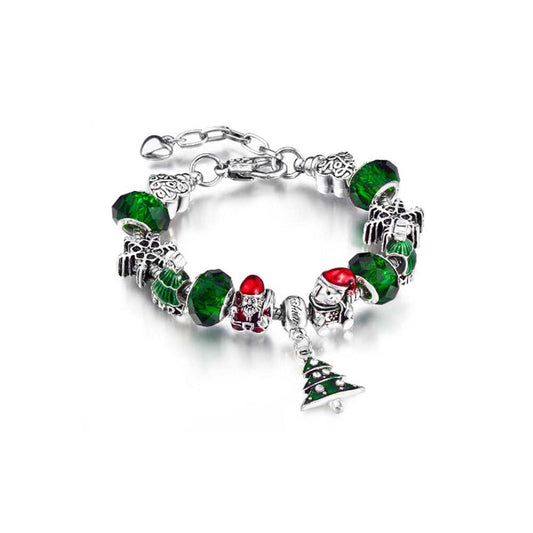 Green Christmas Themed Crystal Charm Bracelet Made With Swarovski Elements