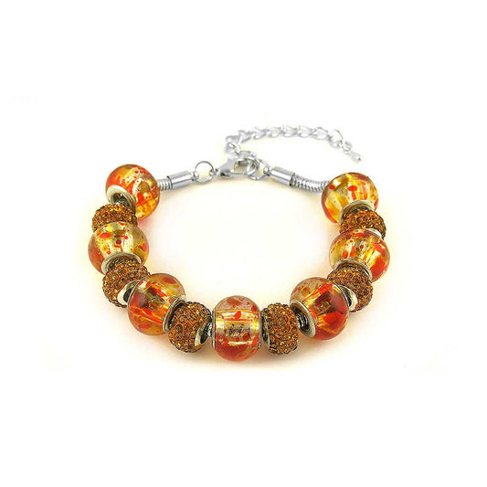 Champagne Murano Bead Bracelet With Austrian Crystals