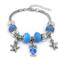 Blue Crystal Owl Charm Bracelet