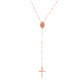 Rose Gold Italian Made Sterling Silver Rosary Necklace