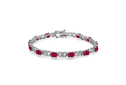 Infinity Style Genuine Ruby Gemstone And Diamond Accent Tennis Bracelet