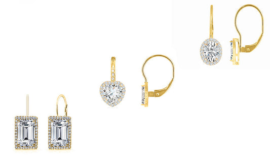 Set of 3 Gold Crystal Leverback Earring Collection