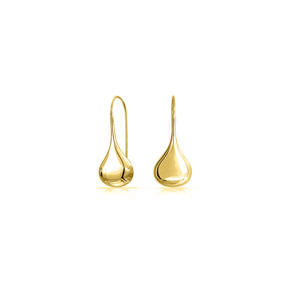 Gold Italian Sterling Silver Puffed Teardrop Earrings