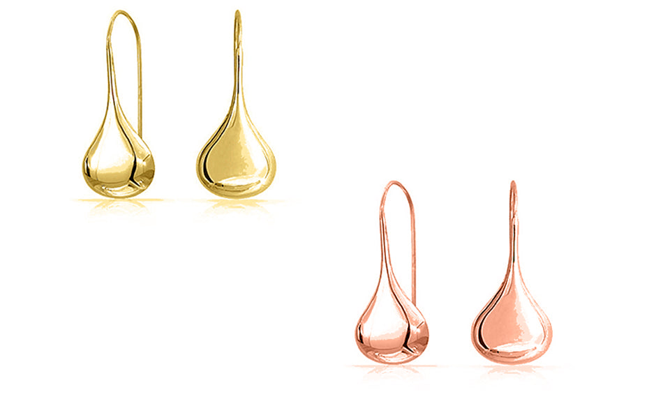 Puffed Waterdrop Earrings in 18K Gold or Rose Gold