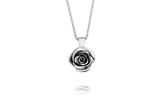 Sterling Silver Artisan Rose Flower Necklace