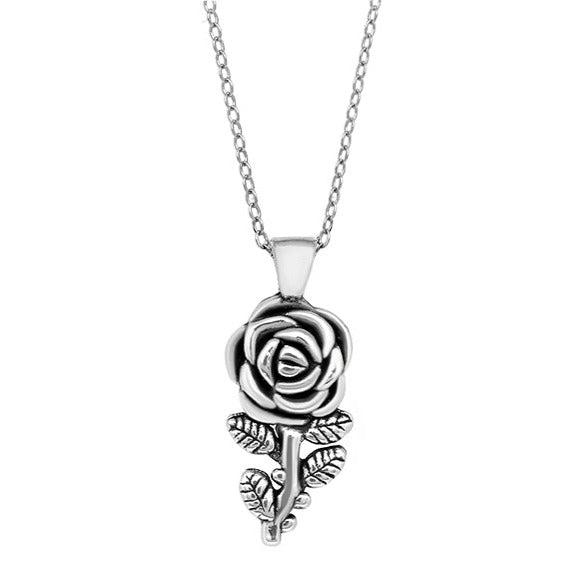 Italian Sterling Silver Artisan Rose Flower Necklace